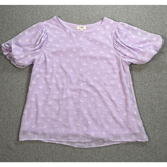 Umgee Tops - Umgee Lavender Puff Sleeve Blouse Women's Small Polka Dot Lined